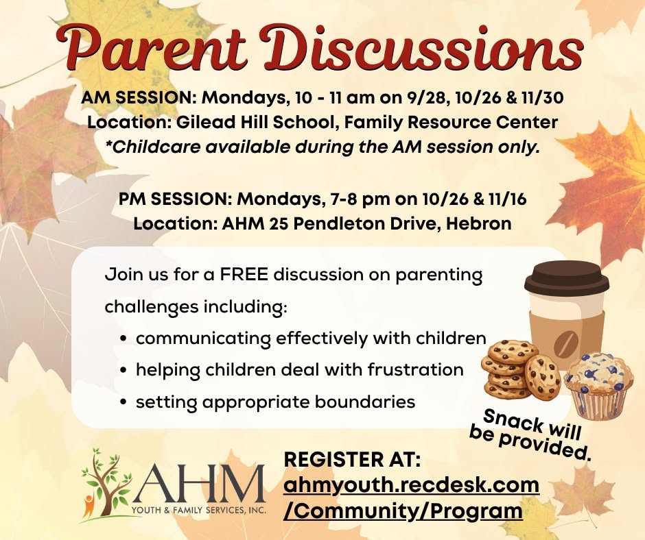 AHM Parent Discussions event flyer