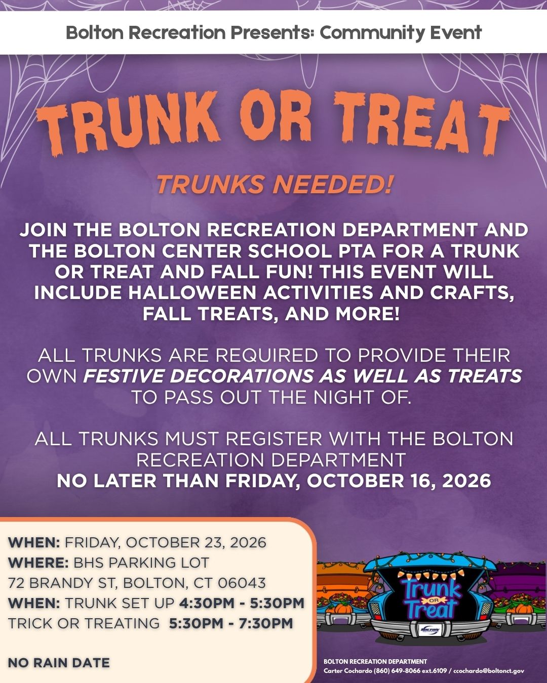 Bolton Trunk or Treat event flyer