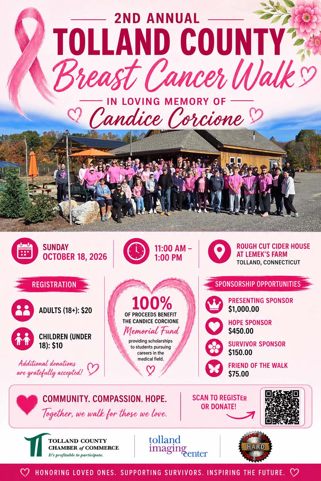 2nd Annual Tolland County Breast Cancer Walk event flyer