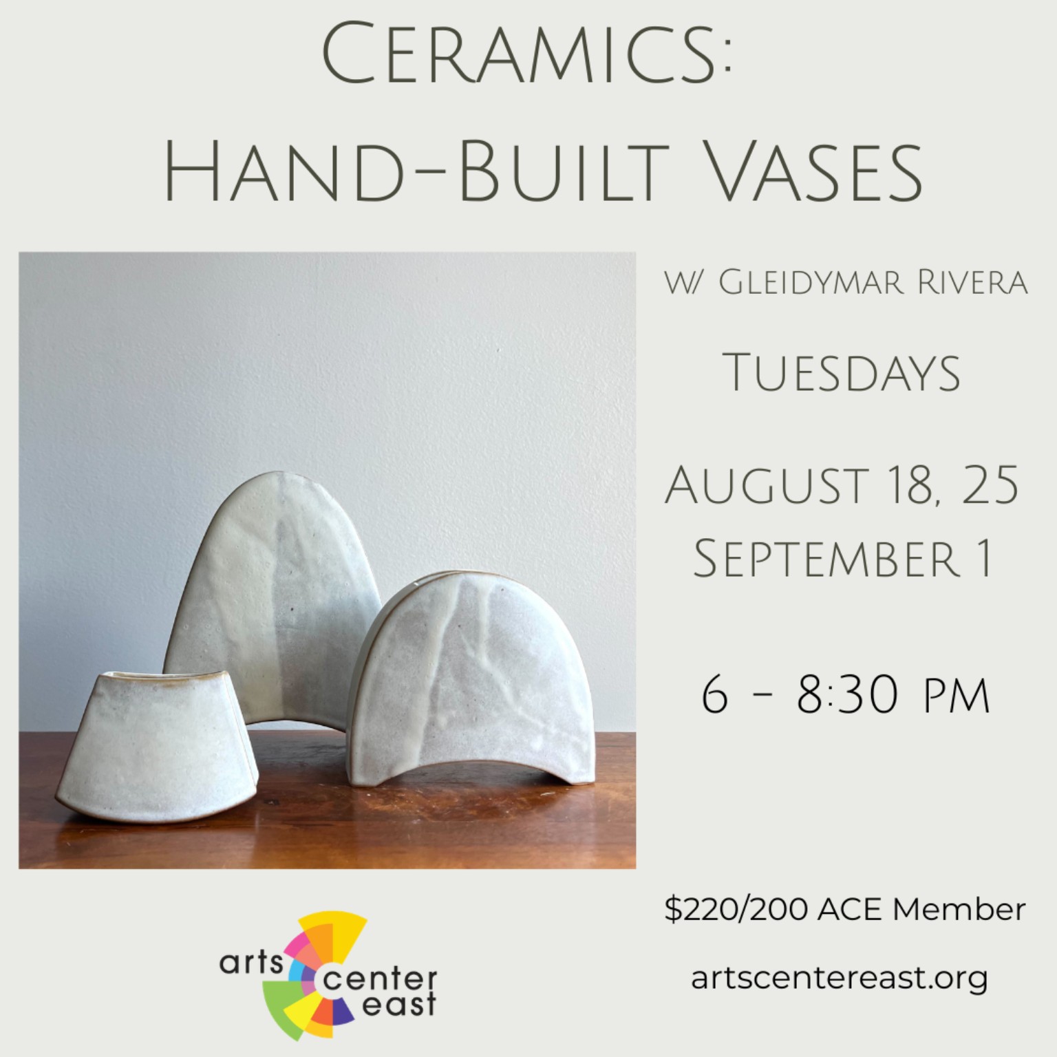Ceramics: Hand-Built Vases event flyer