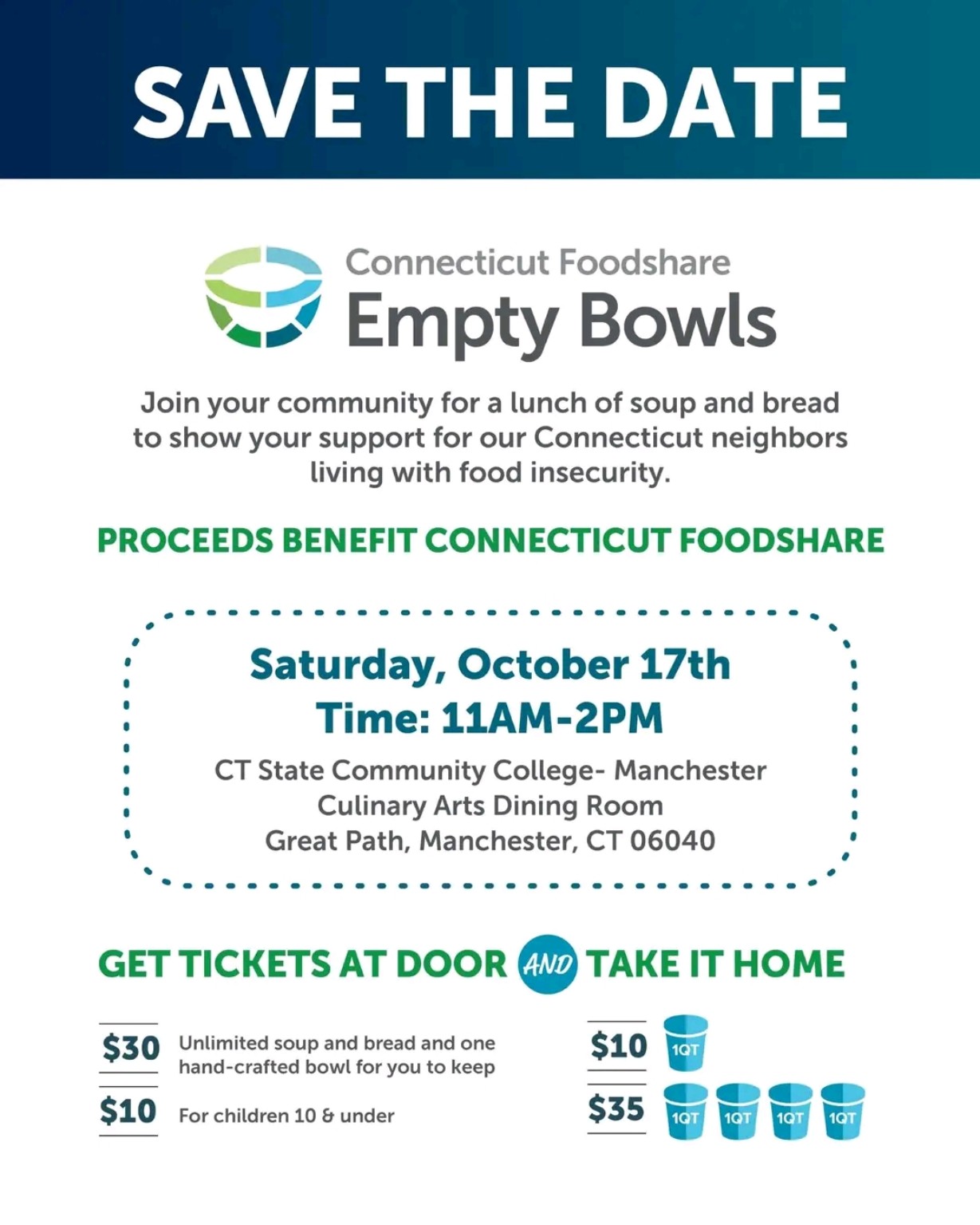 Connecticut Foodshare Empty Bowls event flyer