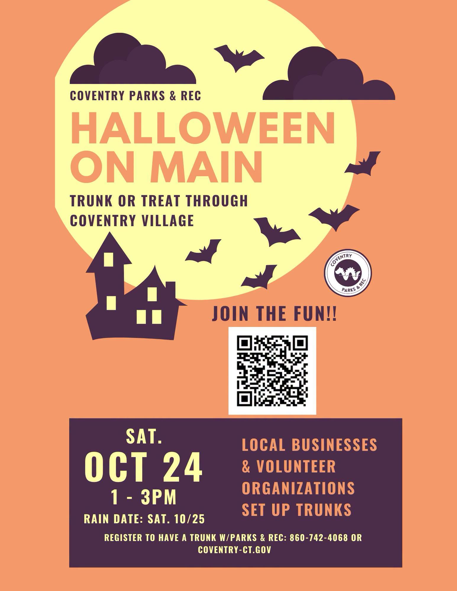 Halloween on Main — Coventry event flyer
