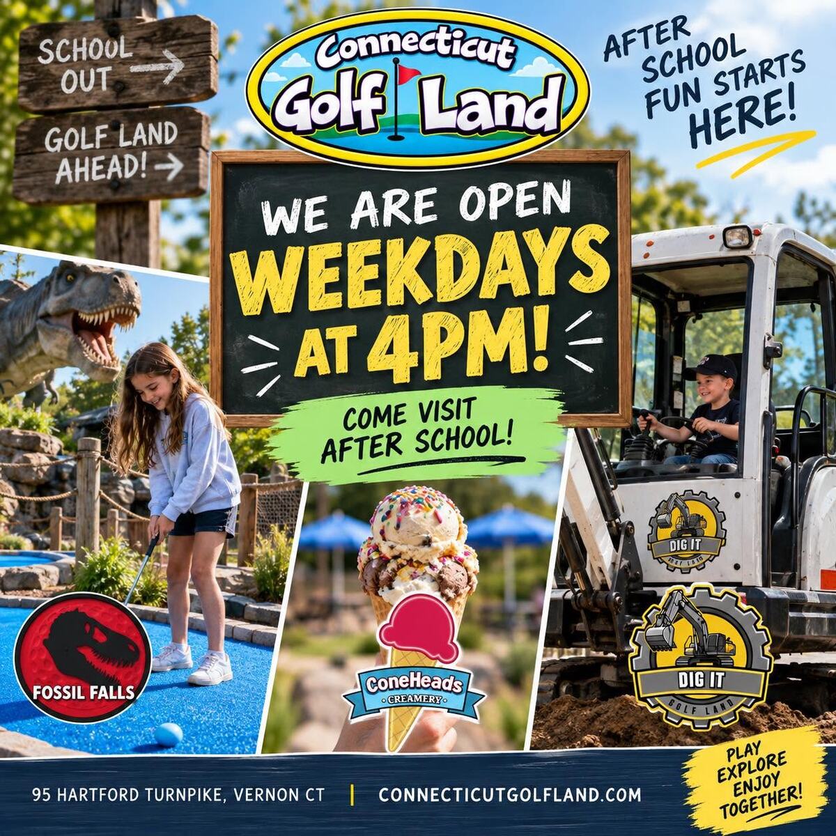Connecticut Golf Land — Weekday Fall Hours event flyer