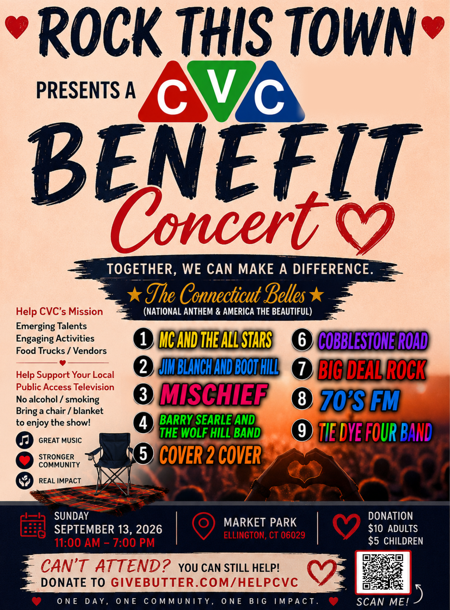 Rock This Town CVC Benefit Concert event flyer