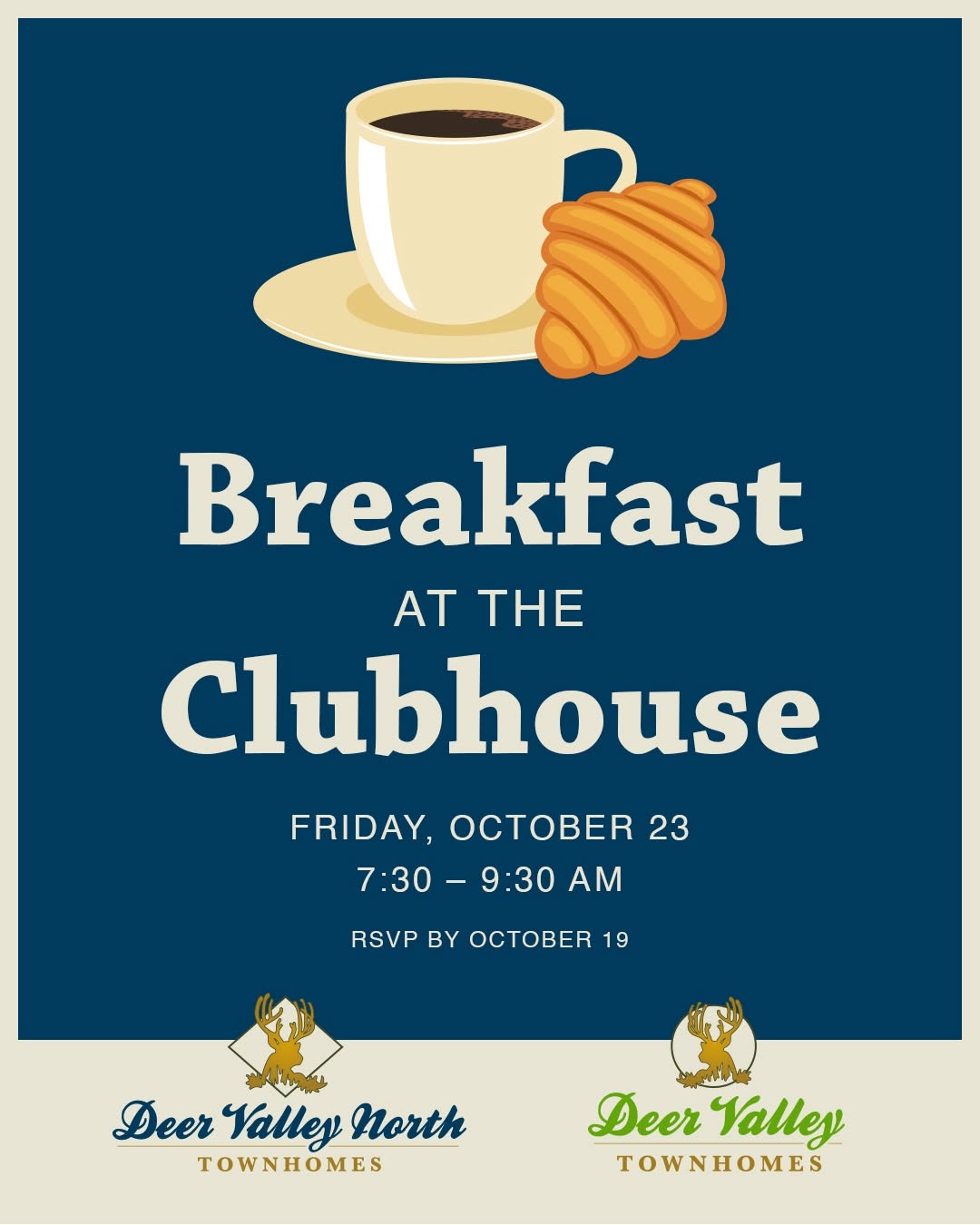 Breakfast at the Clubhouse — Deer Valley Townhomes event flyer
