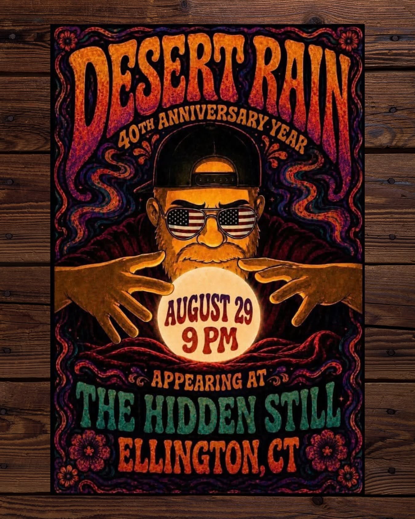 Desert Rain — 40th Anniversary event flyer