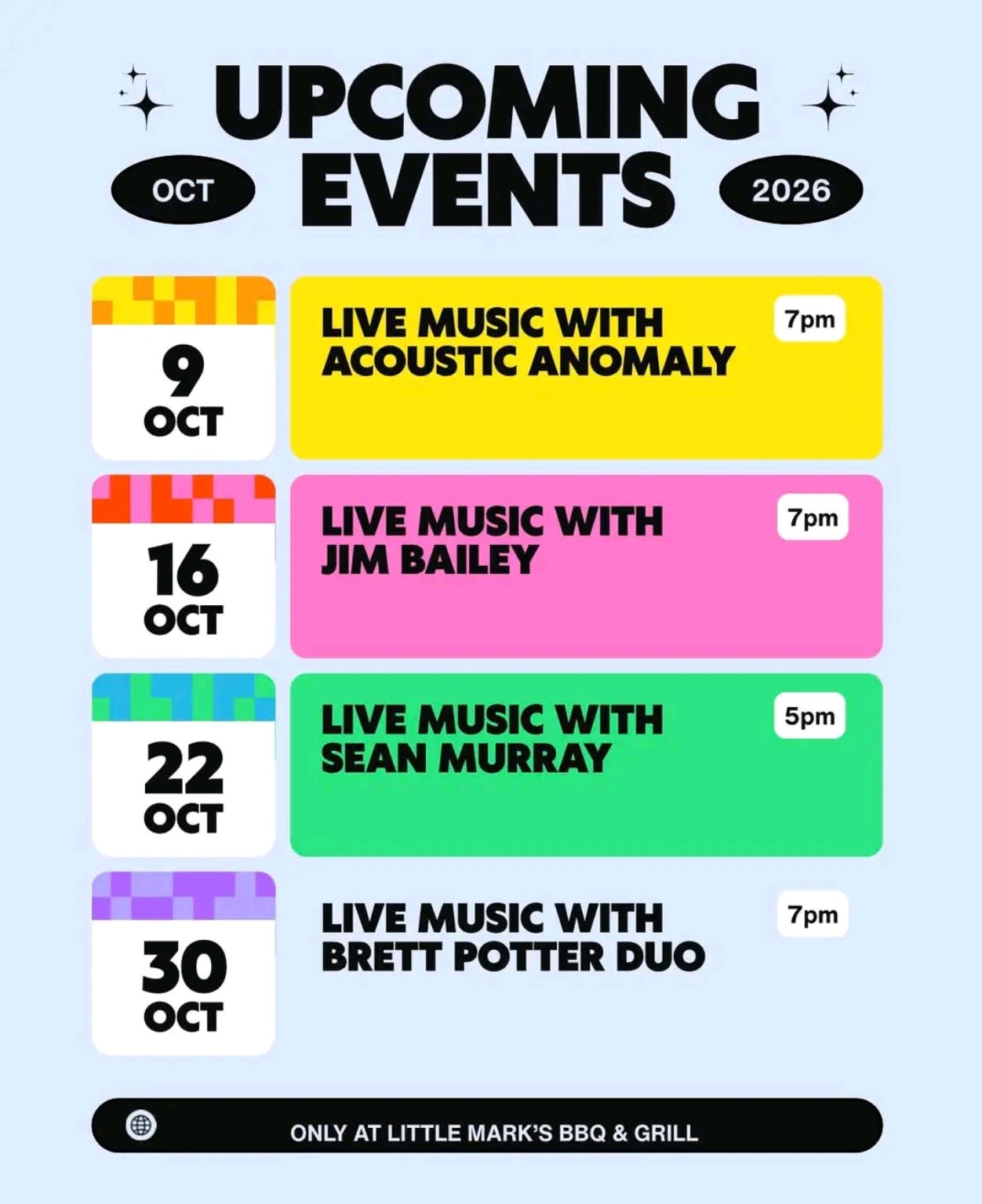 Little Mark’s BBQ & Grill — Jim Bailey event flyer