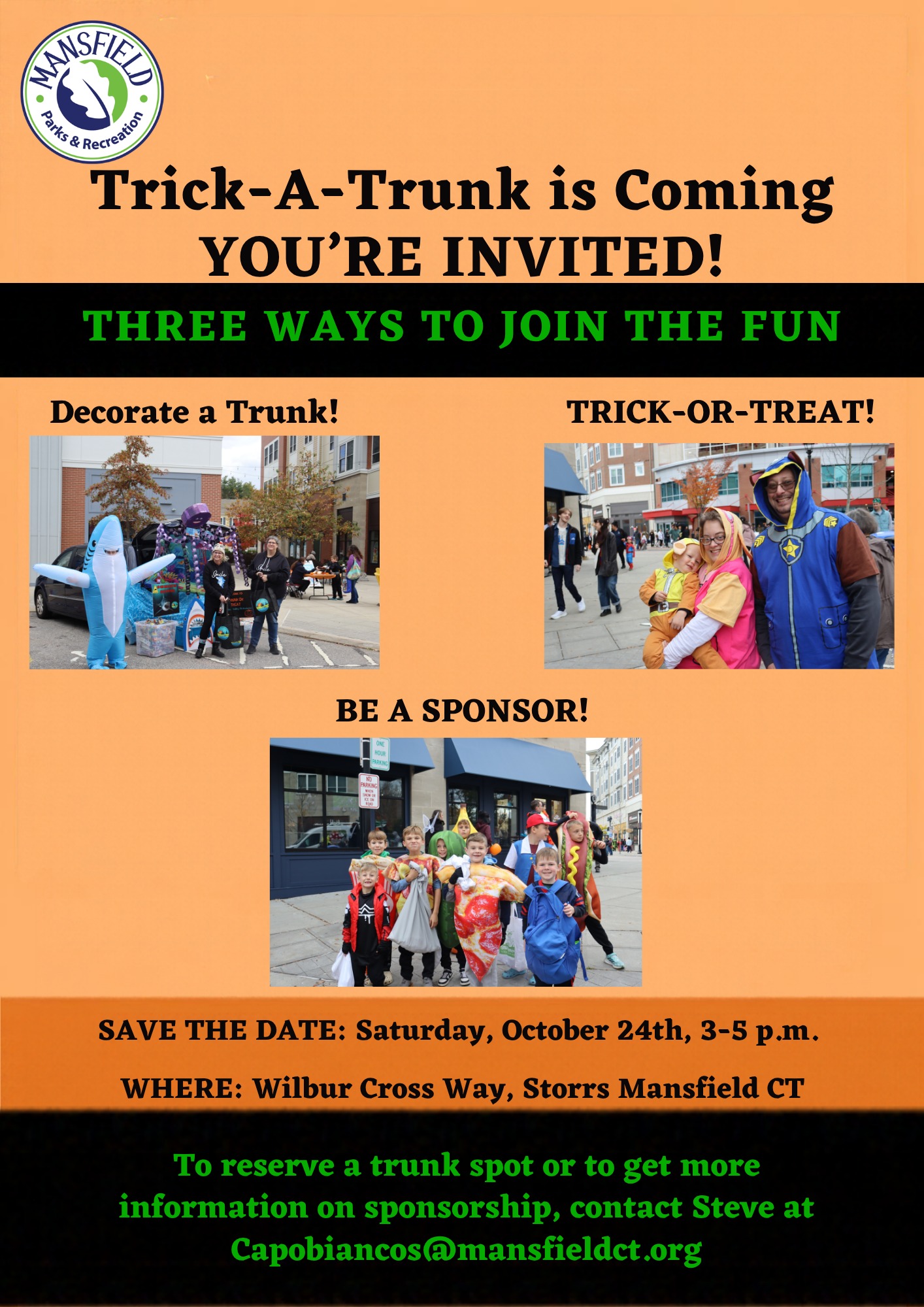 Mansfield Parks & Recreation Trick-A-Trunk event flyer