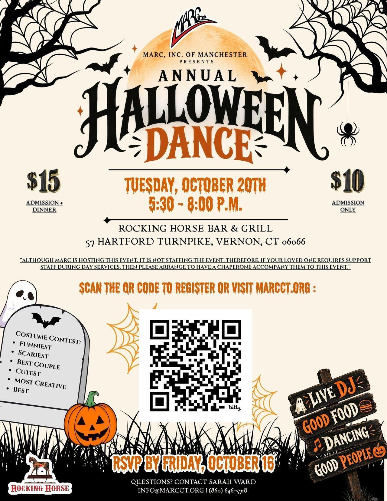MARC, Inc. Annual Halloween Dance event flyer