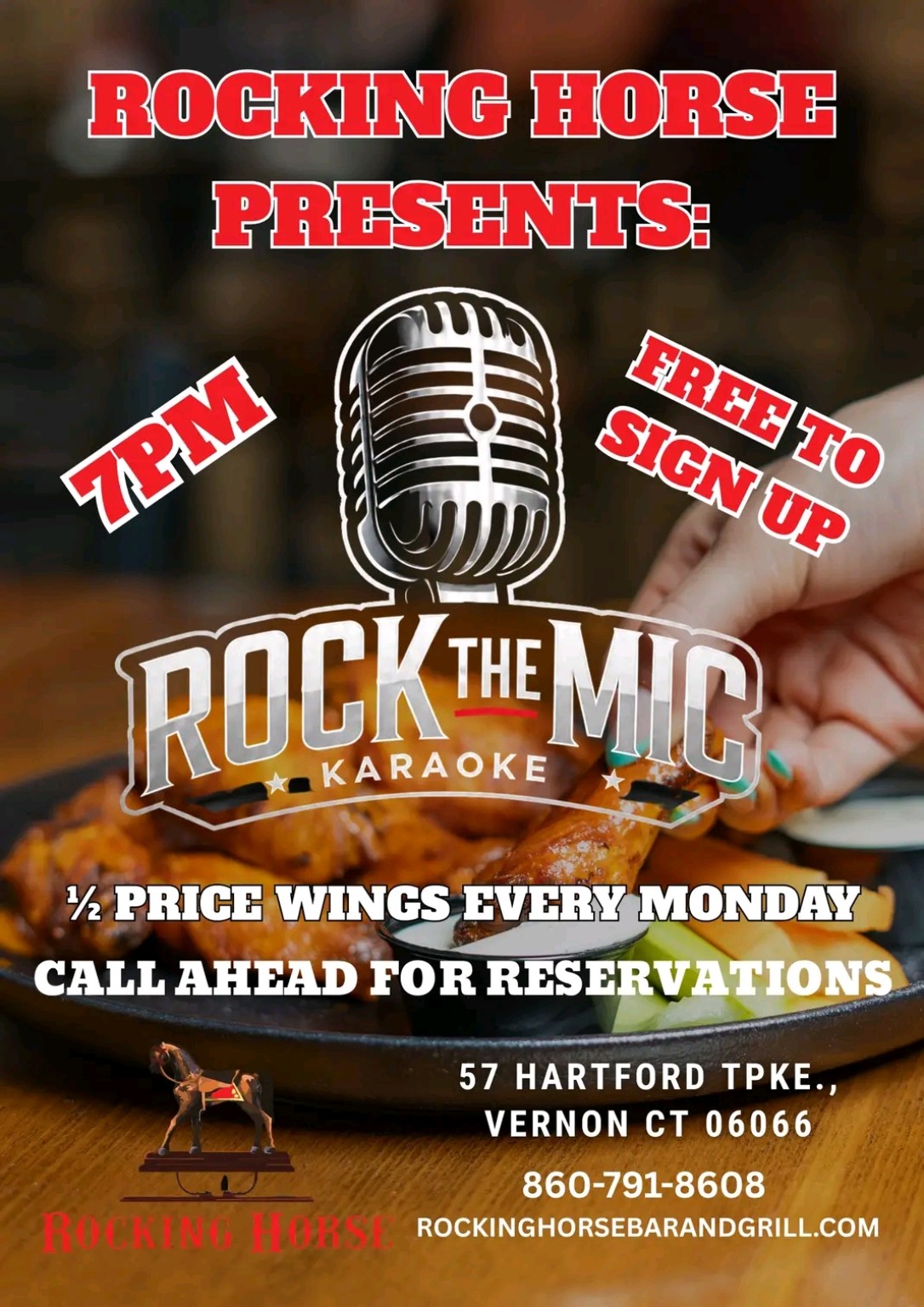 Rocking Horse — Rock the Mic Karaoke event flyer