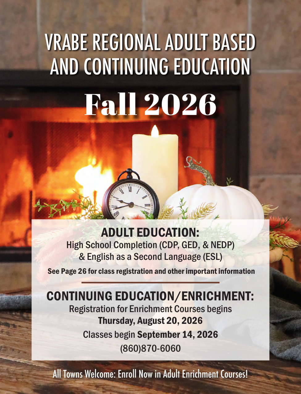 Vernon Adult Education Fall 2026 Catalog event flyer