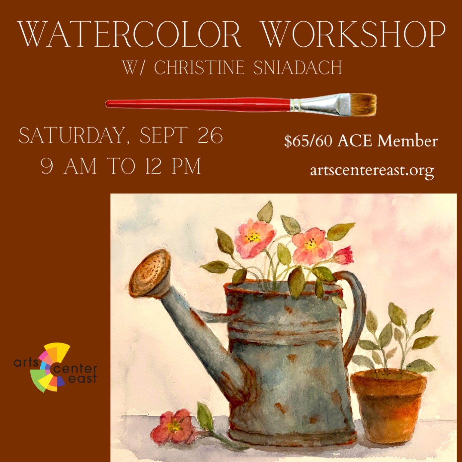 Watercolor Workshop with Christine Sniadach event flyer