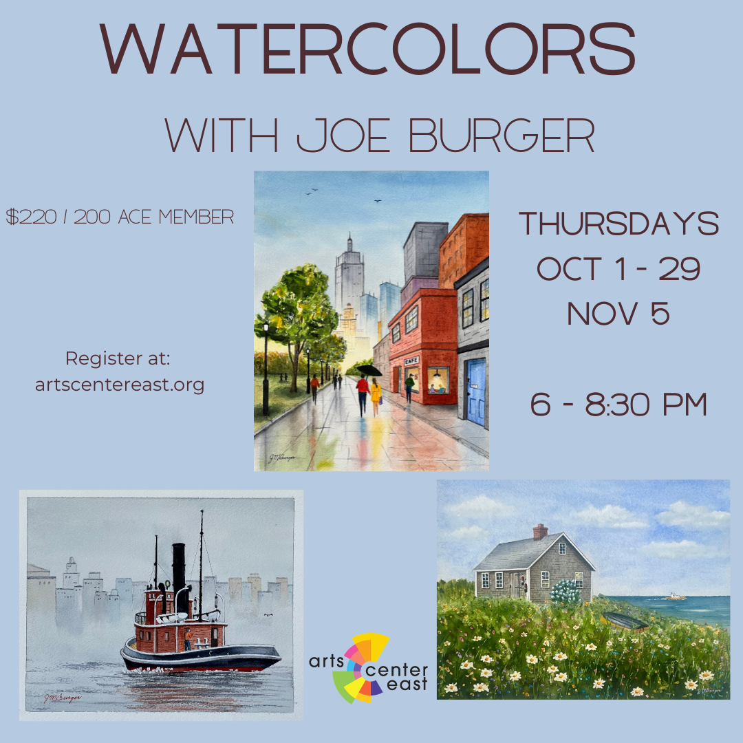 Watercolors with Joe Burger event flyer