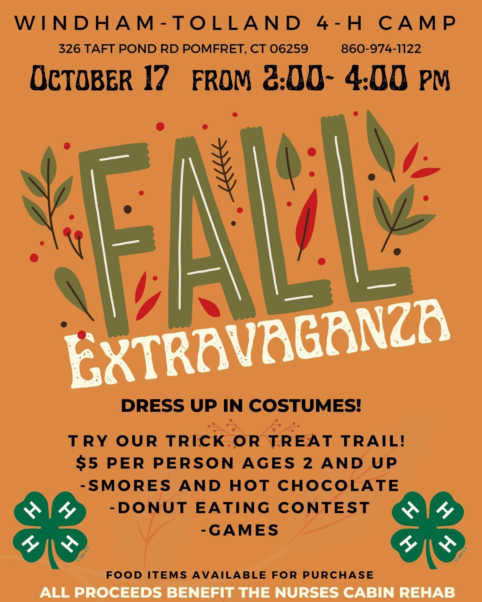 Windham-Tolland 4-H Camp Fall Extravaganza event flyer
