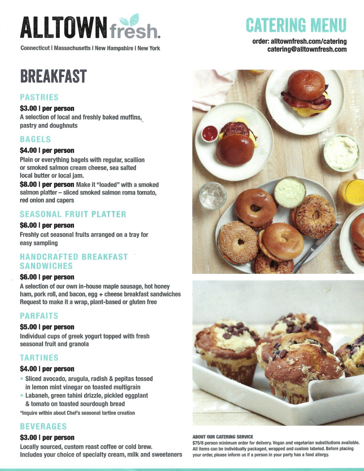 Alltown Fresh Catering Menu flyer