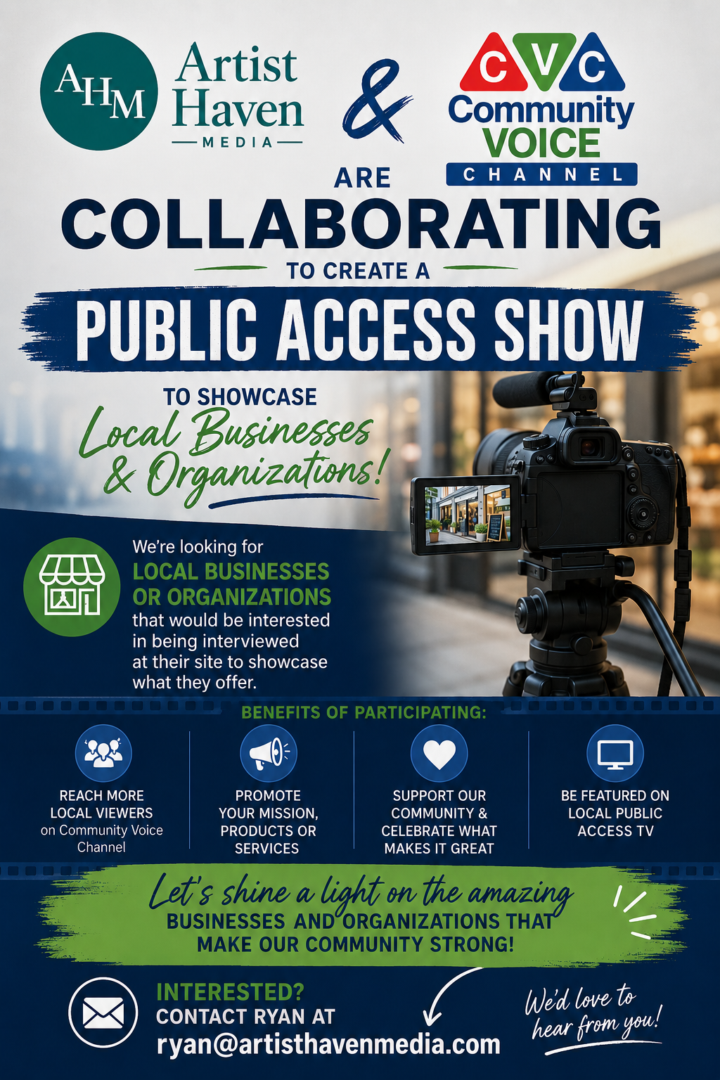 Artist Haven Media & Community Voice Seek Local Businesses flyer