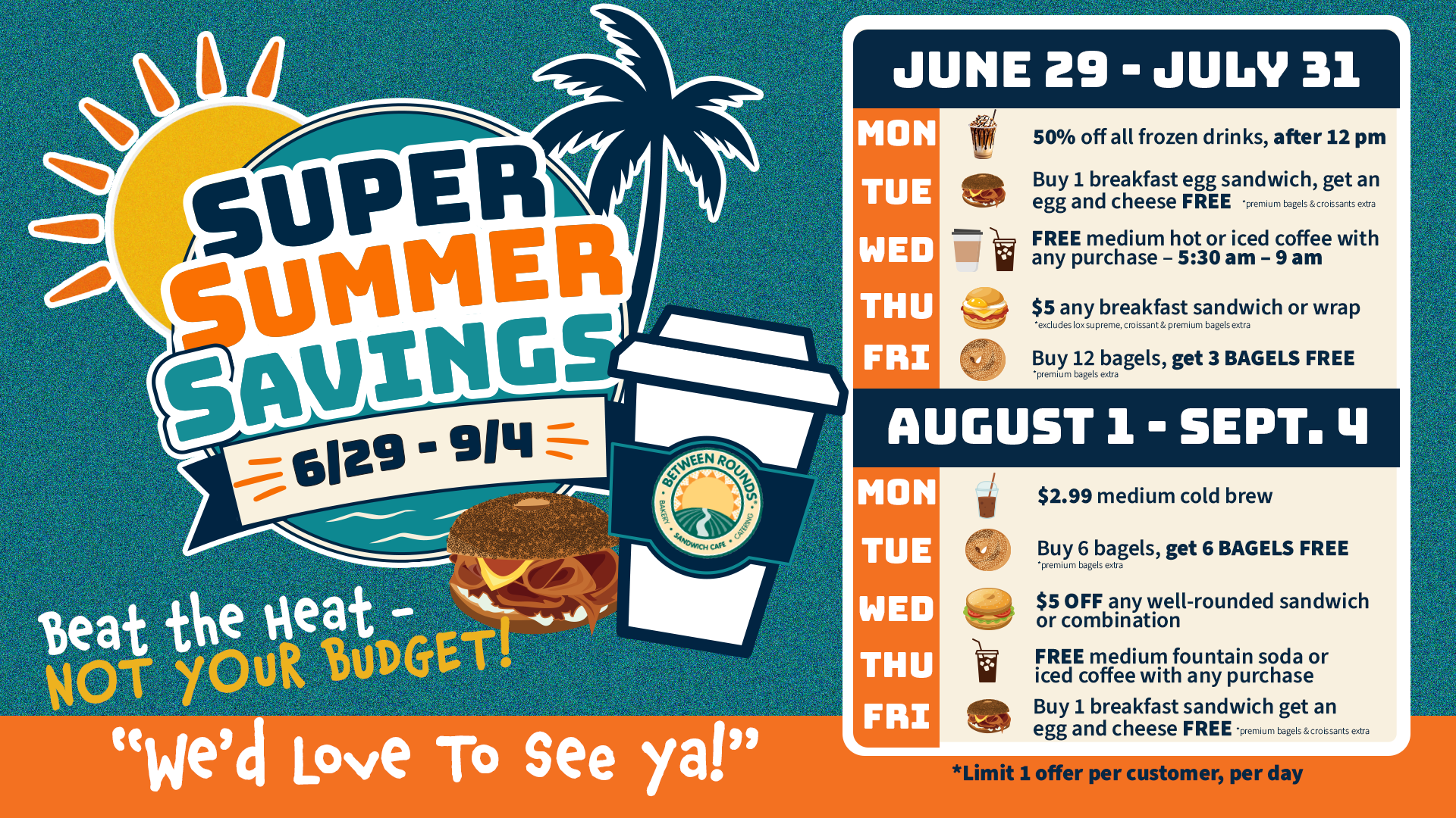Between Rounds Super Summer Savings flyer