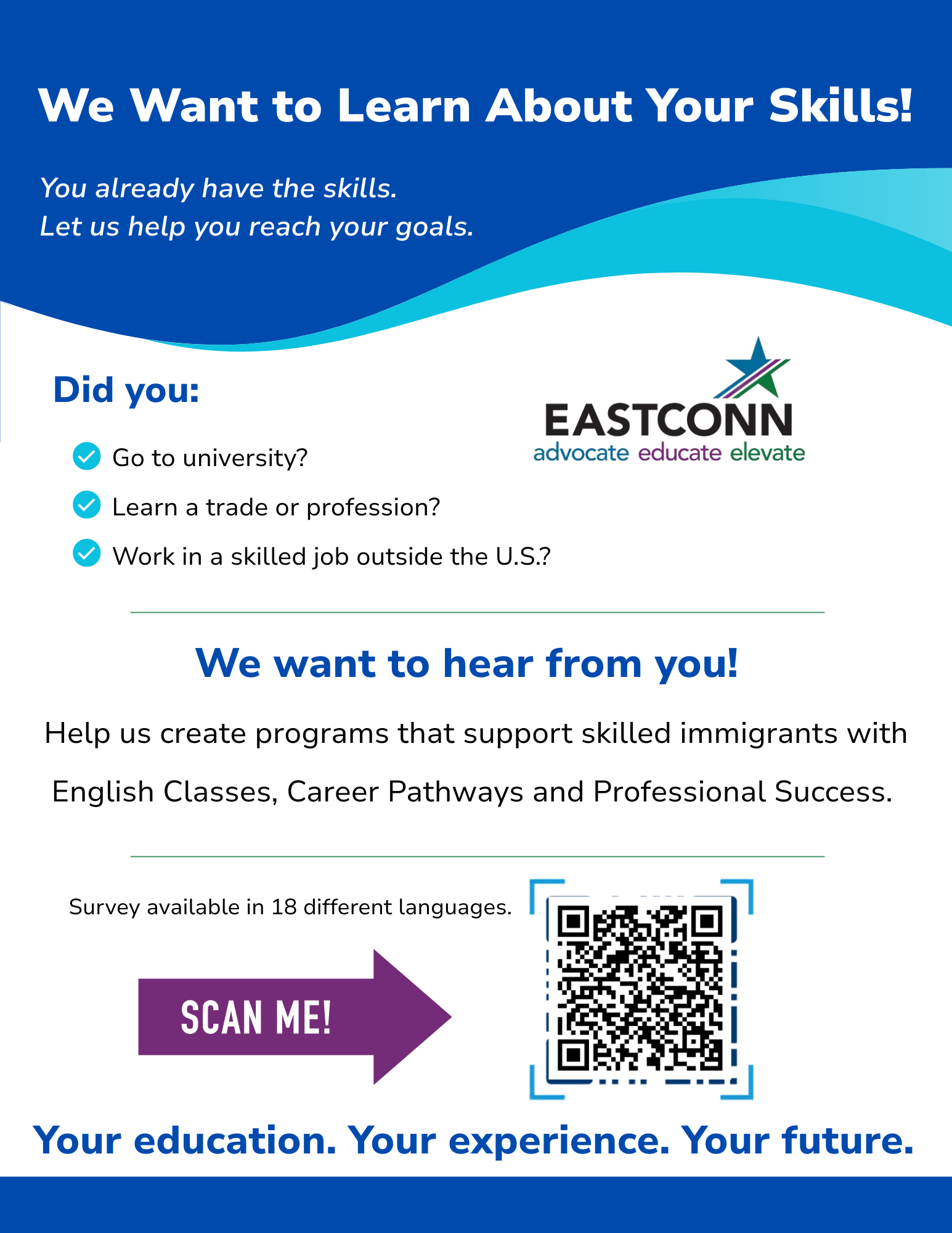 EASTCONN Skilled Immigrant Survey flyer
