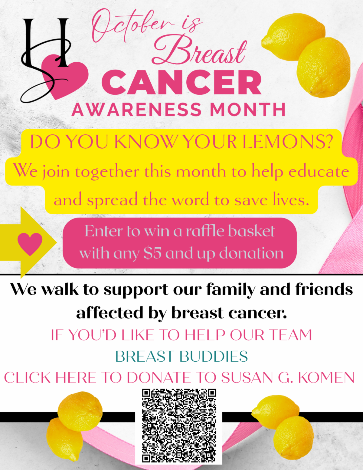 Headliners — Breast Cancer Awareness Month Fundraiser flyer