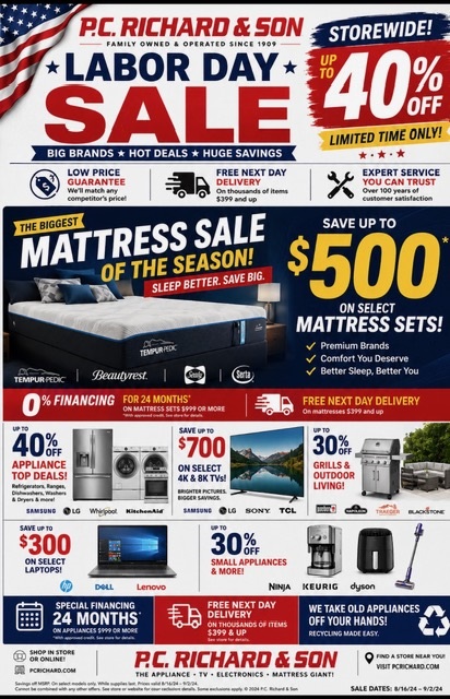 P.C. Richard & Son Labor Day Sale flyer