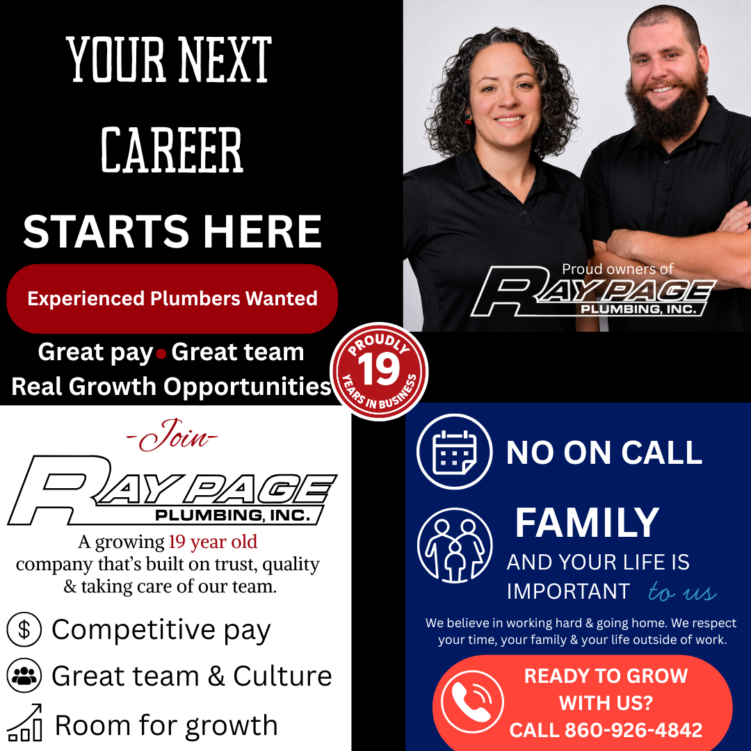 Ray Page Plumbing, Inc. — Experienced Plumbers Wanted flyer