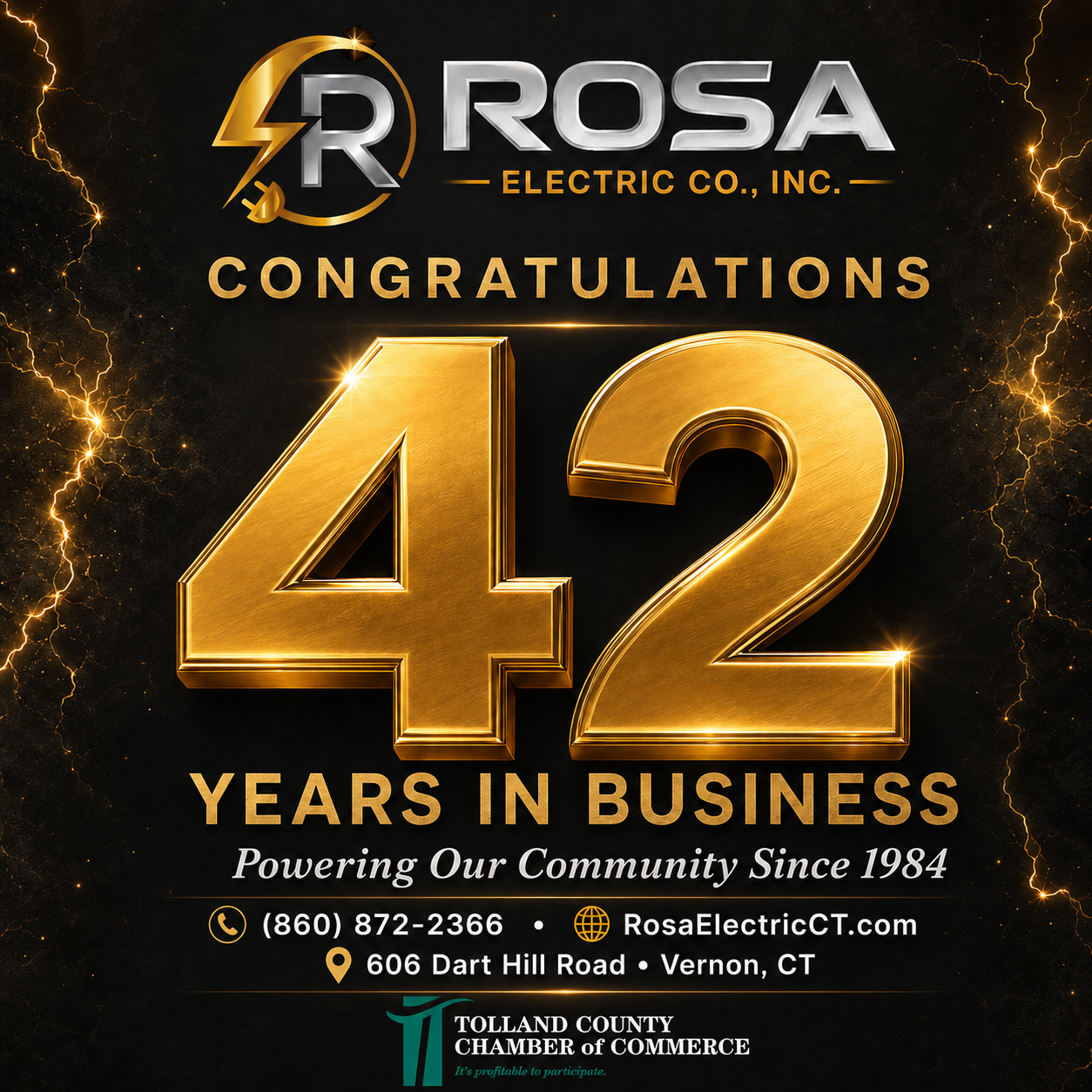 Rosa Electric Celebrates 42 Years flyer