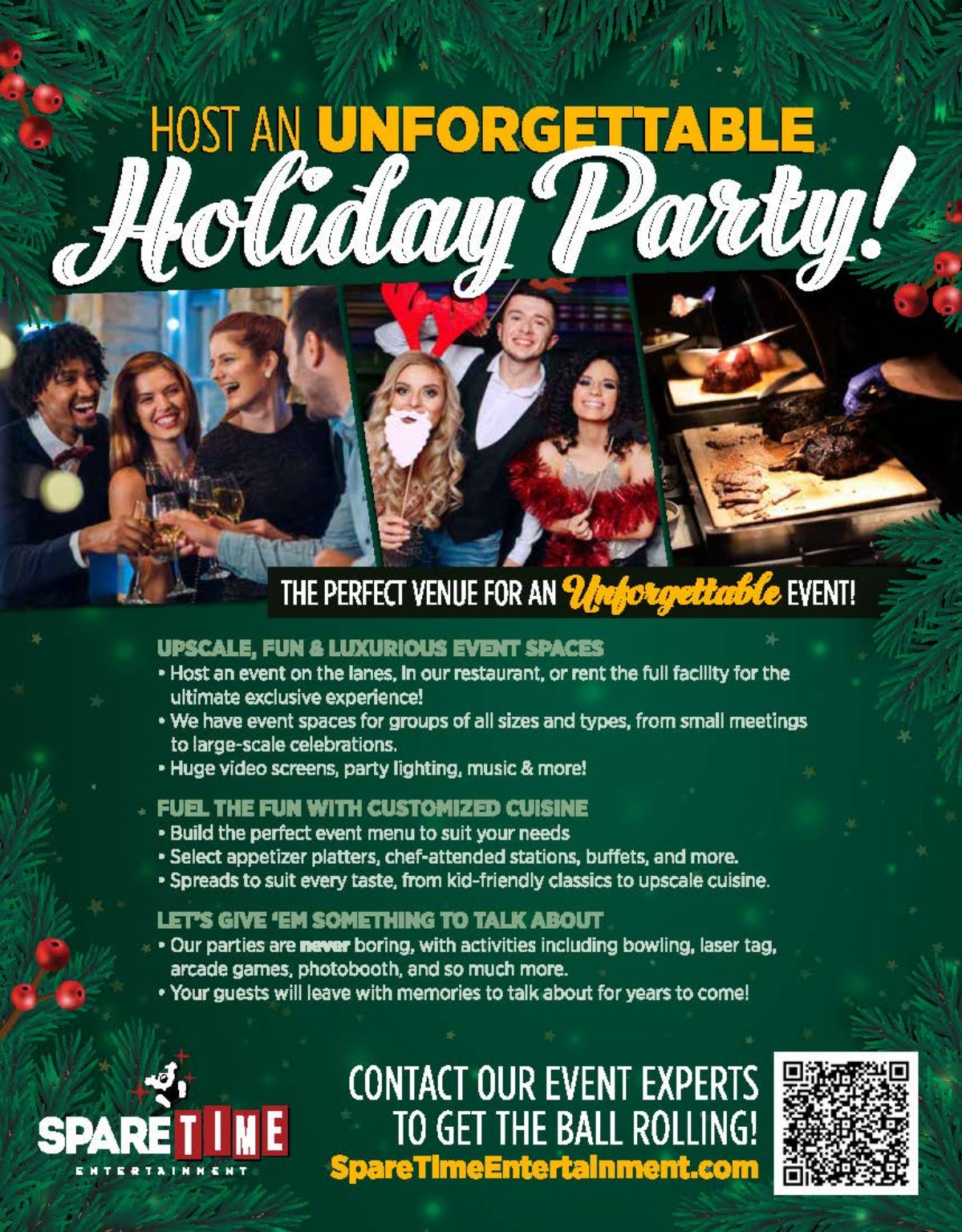 Spare Time Holiday Parties flyer