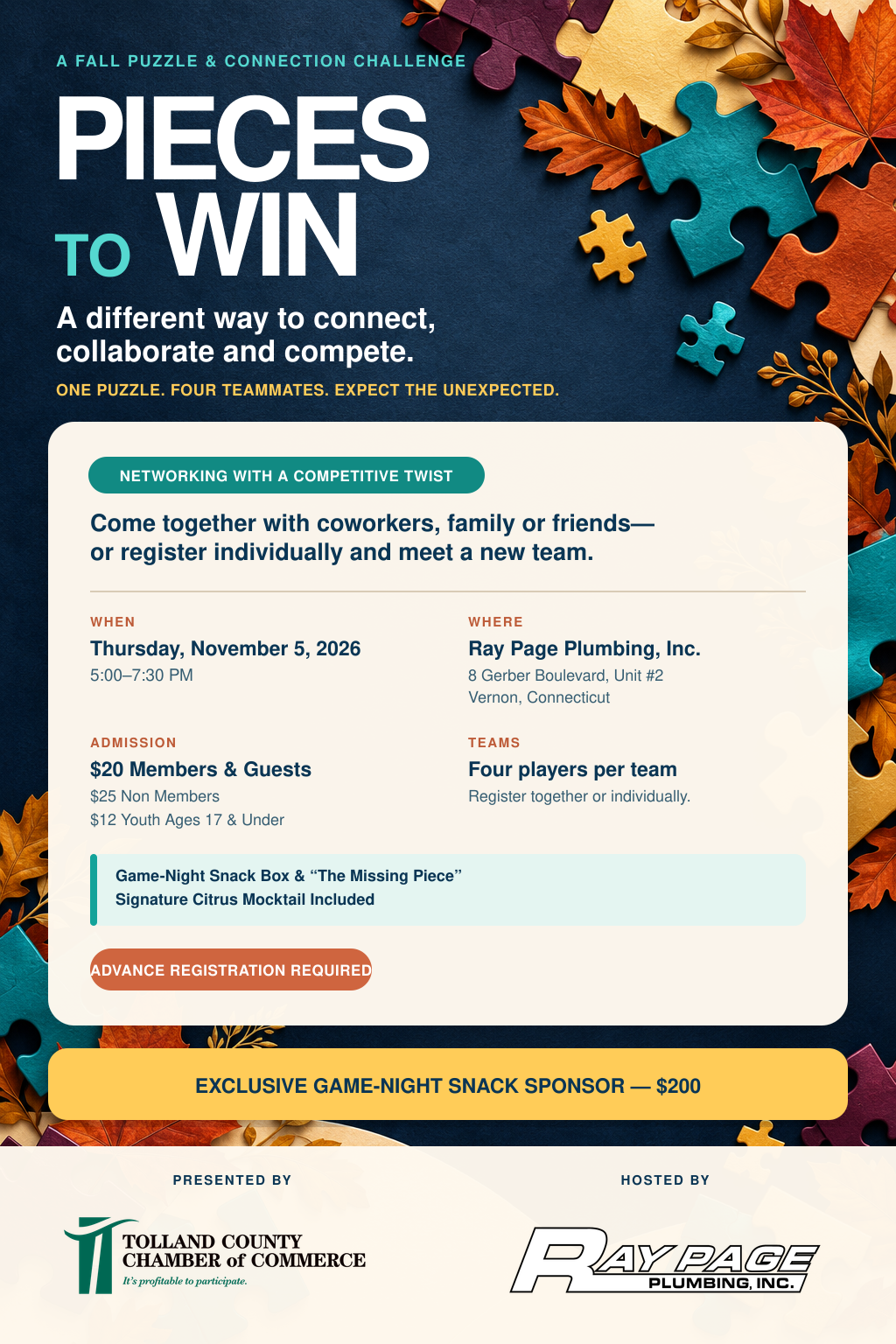 Pieces to Win event flyer