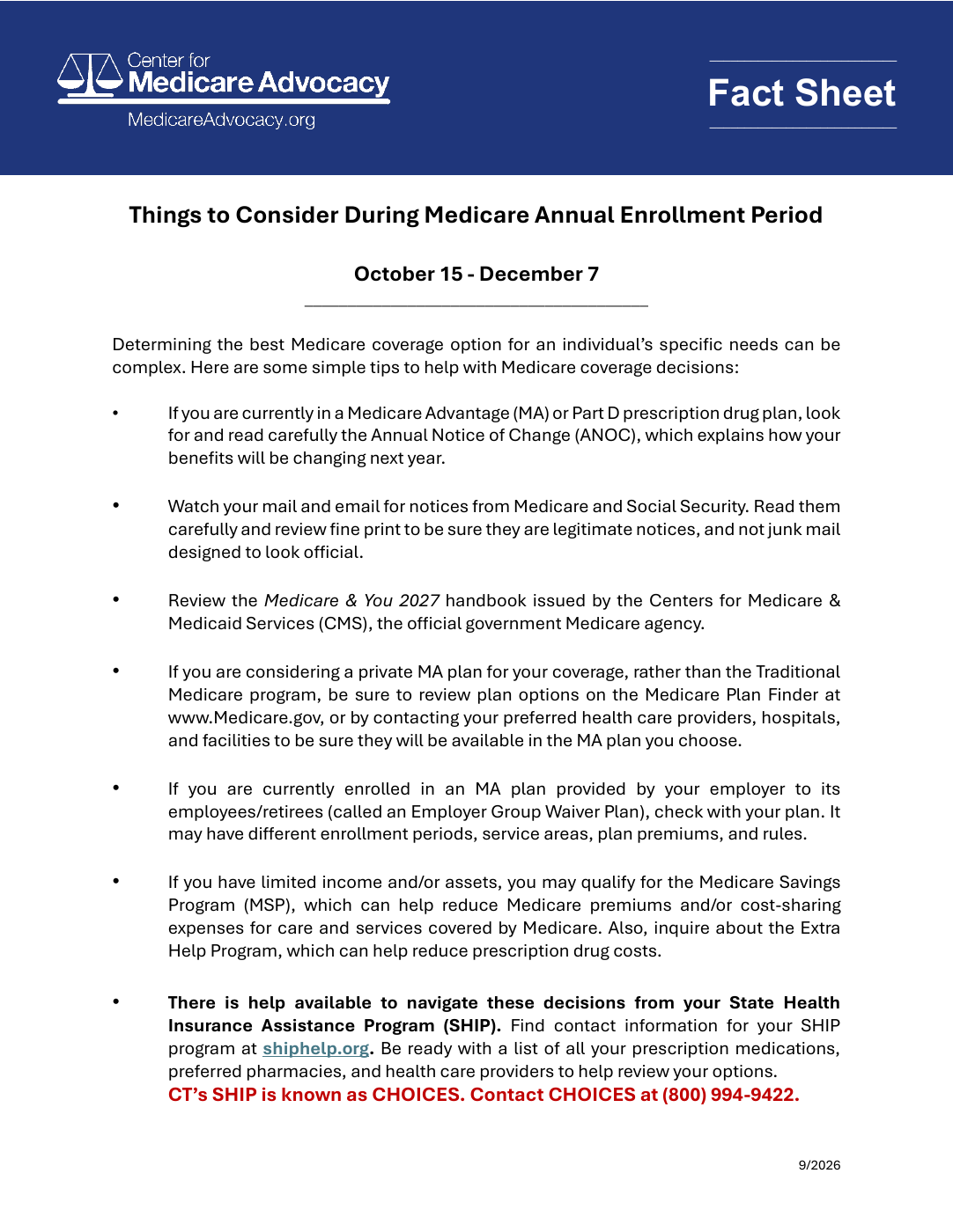 Medicare Annual Enrollment — 2026 Tips flyer